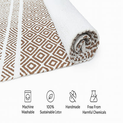 ANA Bedside Floor Runner Woven Carpet Printed for Home/Kitchen/Kitchen/Living Area/Office Entrance. (Cotton, 2 x 5 Feet) Set of 1 pcs Yellow Animal Print
