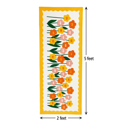 ANA Bedside Floor Runner Woven Carpet Printed for Home/Kitchen/Kitchen/Living Area/Office Entrance. (Cotton, 2 x 5 Feet) Set of 1 pcs Blue Animal Print