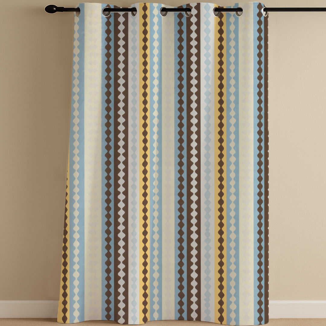 ana Texture Stripes Cotton Eyelet Curtains for Window & Door – 5ft, 7ft, 9ft Long Door Curtain for Living Room Bedroom Home Set of 1