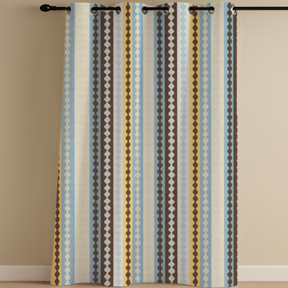 ana Texture Stripes Cotton Eyelet Curtains for Window & Door – 5ft, 7ft, 9ft Long Door Curtain for Living Room Bedroom Home Set of 1