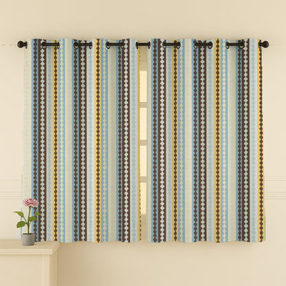 ana Texture Stripes Cotton Eyelet Curtains for Window & Door – 5ft, 7ft, 9ft Long Door Curtain for Living Room Bedroom Home Set of 2