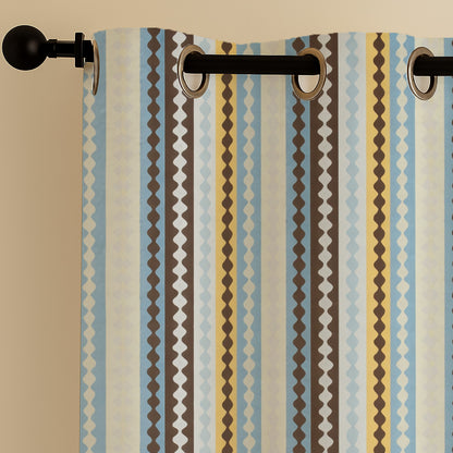 ana Texture Stripes Cotton Eyelet Curtains for Window & Door – 5ft, 7ft, 9ft Long Door Curtain for Living Room Bedroom Home Set of 1