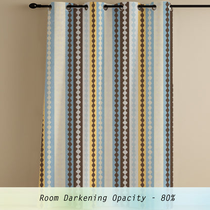 ana Texture Stripes Cotton Eyelet Curtains for Window & Door – 5ft, 7ft, 9ft Long Door Curtain for Living Room Bedroom Home Set of 1