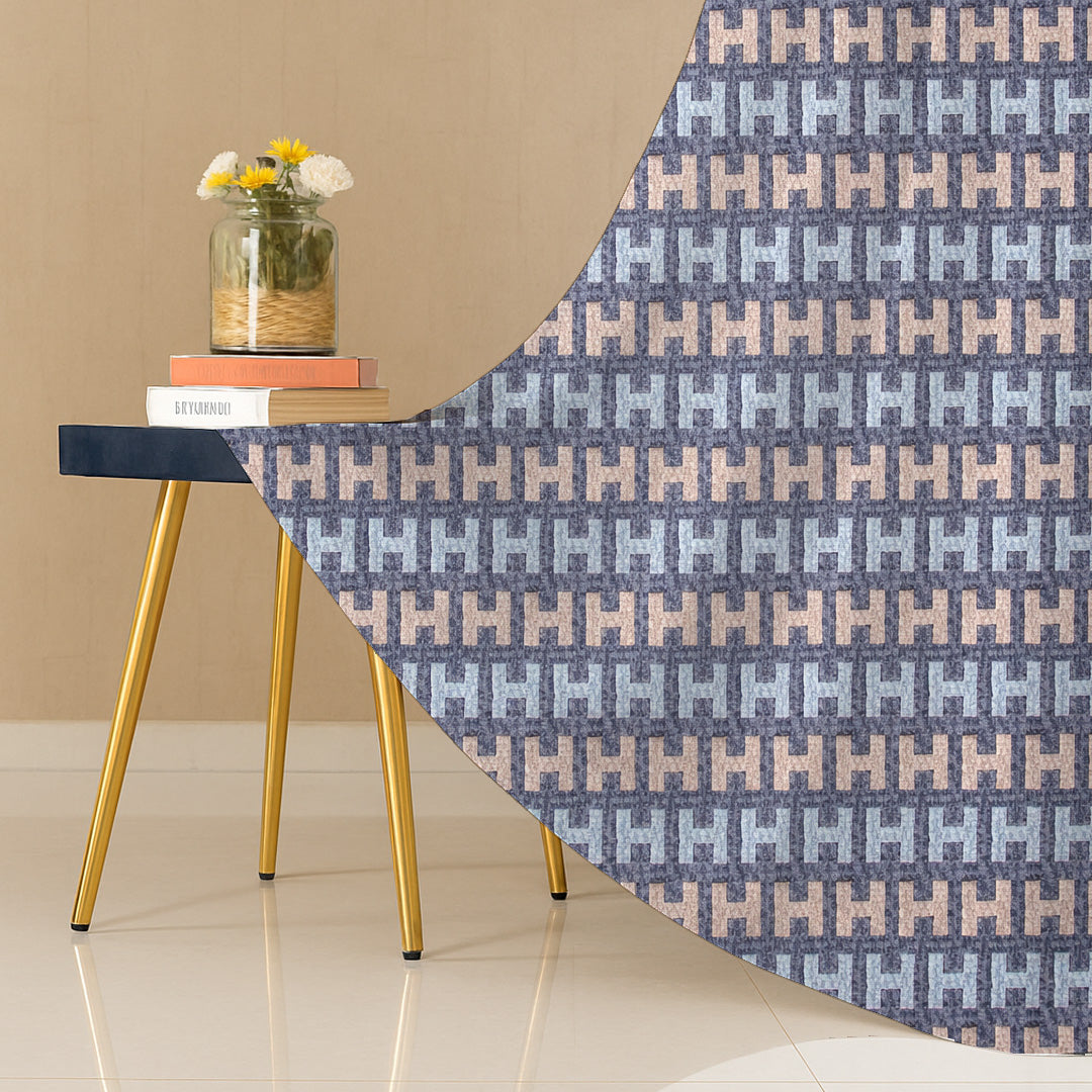 ana Alpha Print Cotton Eyelet Curtains for Window & Door – 5ft, 7ft, 9ft Long Door Curtain for Living Room Bedroom Home Set of 1