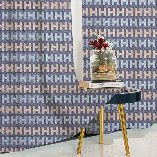 ana Alpha Print Cotton Eyelet Curtains for Window & Door – 5ft, 7ft, 9ft Long Door Curtain for Living Room Bedroom Home Set of 2