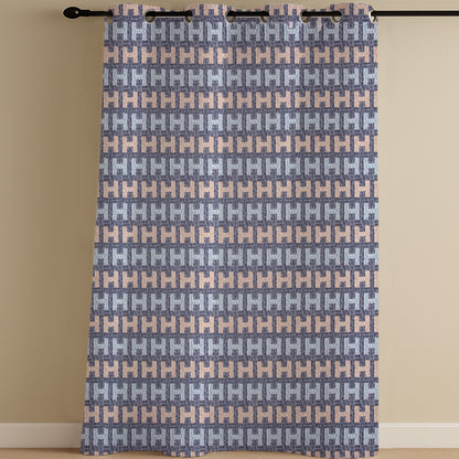 ana Alpha Print Cotton Eyelet Curtains for Window & Door – 5ft, 7ft, 9ft Long Door Curtain for Living Room Bedroom Home Set of 1