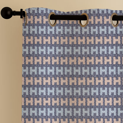 ana Alpha Print Cotton Eyelet Curtains for Window & Door – 5ft, 7ft, 9ft Long Door Curtain for Living Room Bedroom Home Set of 1