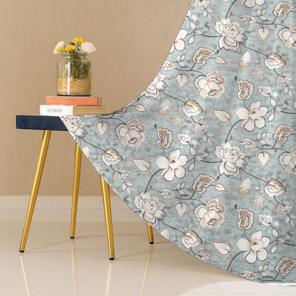 ana Big Flower Cotton Eyelet Curtains for Window & Door – 5ft, 7ft, 9ft Long Door Curtain for Living Room Bedroom  Set of 1