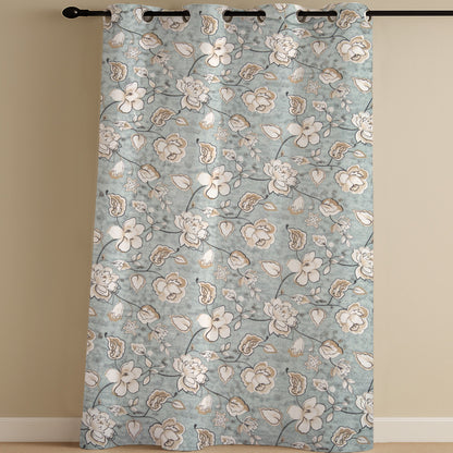 ana Big Flower Cotton Eyelet Curtains for Window & Door – 5ft, 7ft, 9ft Long Door Curtain for Living Room Bedroom  Set of 1