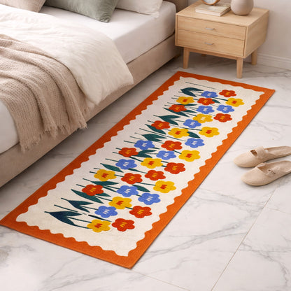 Bedside runner, cotton runner rug, sustainable floor mat, cotton hallway runner, printed cotton rug, eco friendly rug, 2x5 runner rug.