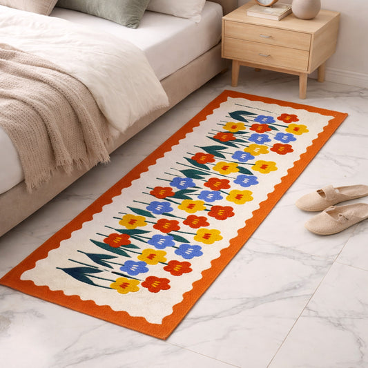Bedside runner, cotton runner rug, sustainable floor mat, cotton hallway runner, printed cotton rug, eco friendly rug, 2x5 runner rug.