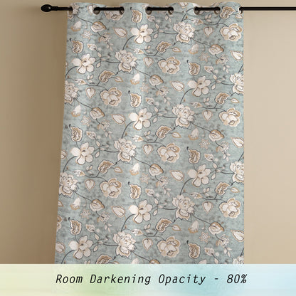 ana Big Flower Cotton Eyelet Curtains for Window & Door – 5ft, 7ft, 9ft Long Door Curtain for Living Room Bedroom  Set of 3