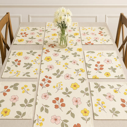 Ana Floral Table mats set of 2 , double layer cotton table mat for dining table, coffee table, desk, office & food use
