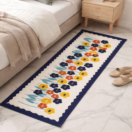 Bedside runner, cotton runner rug, sustainable floor mat, cotton hallway runner, printed cotton rug, eco friendly rug, 2x5 runner rug.