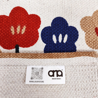 ANA Bedside Floor Runner Woven Carpet Printed for Home/Kitchen/Kitchen/Living Area/Office Entrance. (Cotton, 2 x 5 Feet) Set of 1 pcs Biege Floral Print