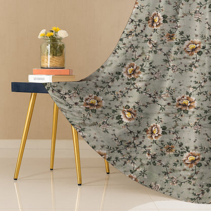ana Green Floral Cotton Eyelet Curtains for Window & Door – 5ft, 7ft, 9ft Long Door Curtain for Living Room Bedroom  Set of 1
