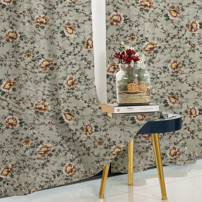 ana Green Floral Cotton Eyelet Curtains for Window & Door – 5ft, 7ft, 9ft Long Door Curtain for Living Room Bedroom  Set of 2