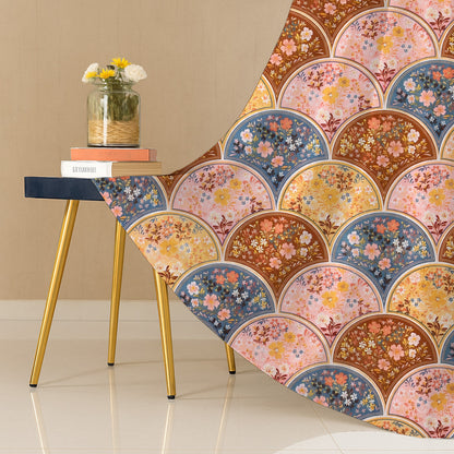 ana Rainbow Flower Print Cotton Eyelet Curtains for Window & Door – 5ft, 7ft, 9ft Long Door Curtain for Living Room Bedroom  Set of 1