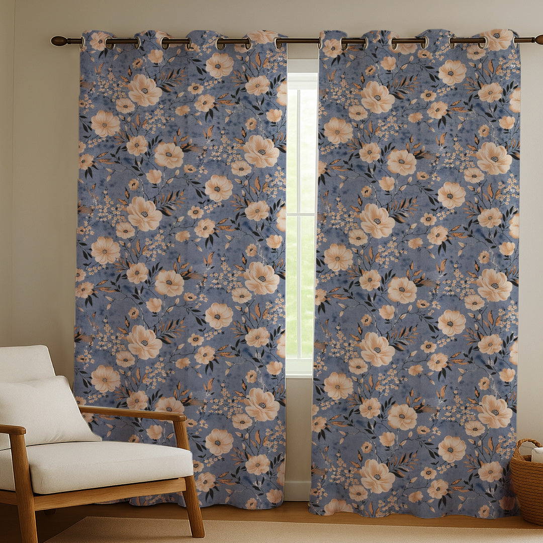 ANA Set of 2 Cotton Curtain Eyelet Premium Curtain for Windows, Door & Long Door , Multicolor, Decorative, Bedroom, Balcony