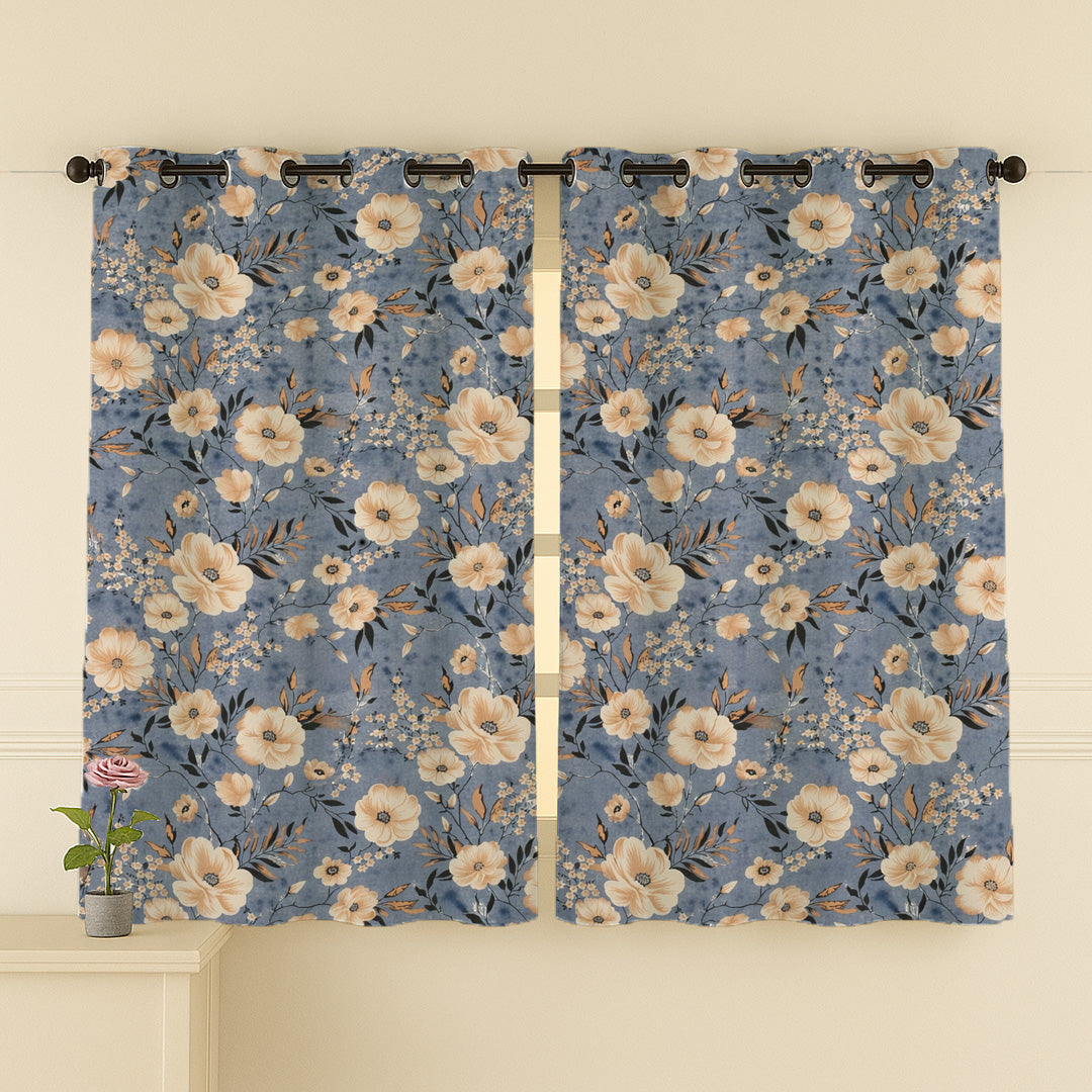 ANA Set of 2 Cotton Curtain Eyelet Premium Curtain for Windows, Door & Long Door , Multicolor, Decorative, Bedroom, Balcony