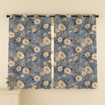 ANA Set of 2 Cotton Curtain Eyelet Premium Curtain for Windows, Door & Long Door , Multicolor, Decorative, Bedroom, Balcony