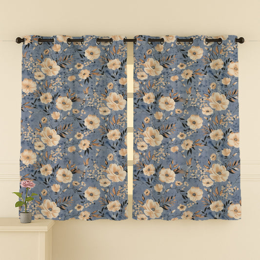 ANA Set of 2 Cotton Curtain Eyelet Premium Curtain for Windows, Door & Long Door , Multicolor, Decorative, Bedroom, Balcony