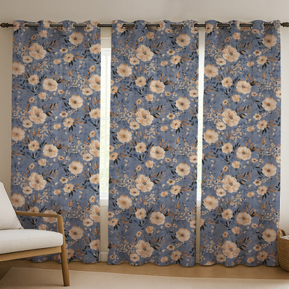 ANA Set of 3 Cotton Curtain Eyelet Premium Curtain for Windows, Door & Long Door , Multicolor, Decorative, Bedroom, Balcony