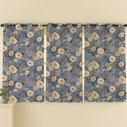 ANA Set of 3 Cotton Curtain Eyelet Premium Curtain for Windows, Door & Long Door , Multicolor, Decorative, Bedroom, Balcony