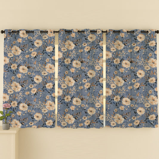 ANA Set of 3 Cotton Curtain Eyelet Premium Curtain for Windows, Door & Long Door , Multicolor, Decorative, Bedroom, Balcony