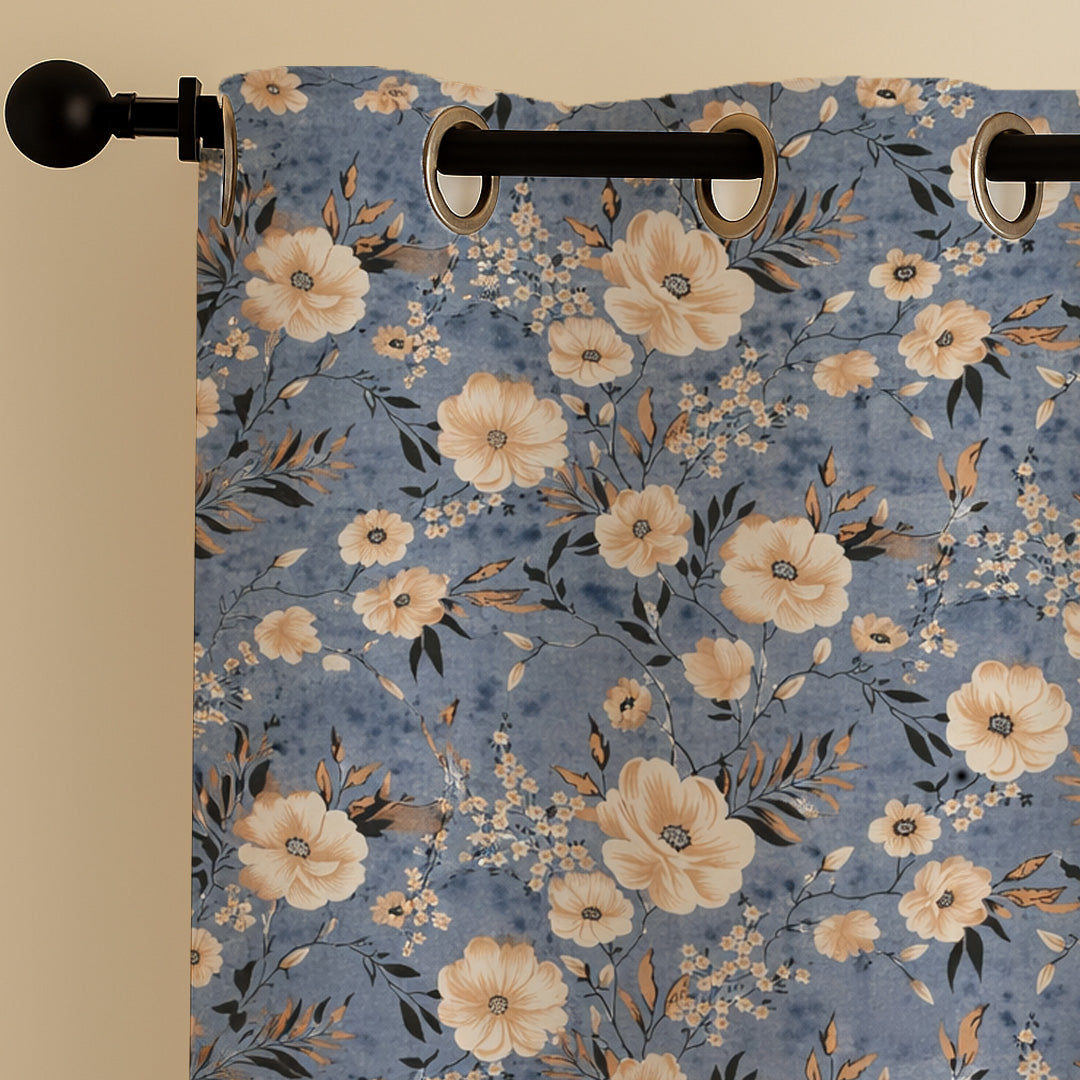 ANA Set of 2 Cotton Curtain Eyelet Premium Curtain for Windows, Door & Long Door , Multicolor, Decorative, Bedroom, Balcony