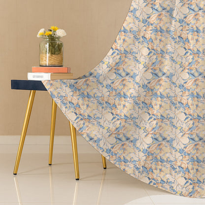 ana Magnolia Flower Print Cotton Eyelet Curtains for Window & Door – 5ft, 7ft, 9ft Long Door Curtain for Living Room Bedroom  Set of 1