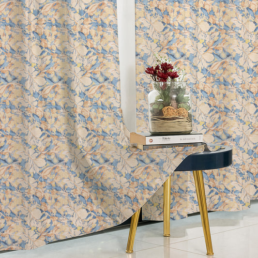 ana Magnolia Flower Print Cotton Eyelet Curtains for Window & Door – 5ft, 7ft, 9ft Long Door Curtain for Living Room Bedroom  Set of 2