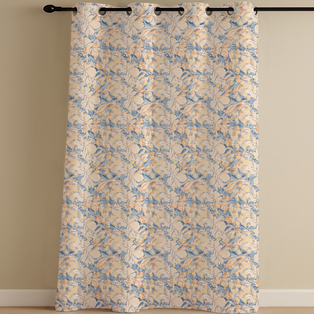 ana Magnolia Flower Print Cotton Eyelet Curtains for Window & Door – 5ft, 7ft, 9ft Long Door Curtain for Living Room Bedroom  Set of 1