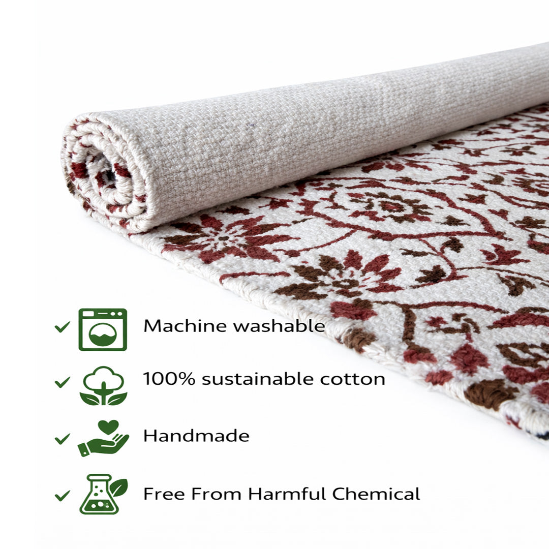 ANA Bedside Floor Runner Woven Carpet Printed for Home/Kitchen/Kitchen/Living Area/Office Entrance. (Cotton, 3 x 5 Feet) Set of 1 pcs