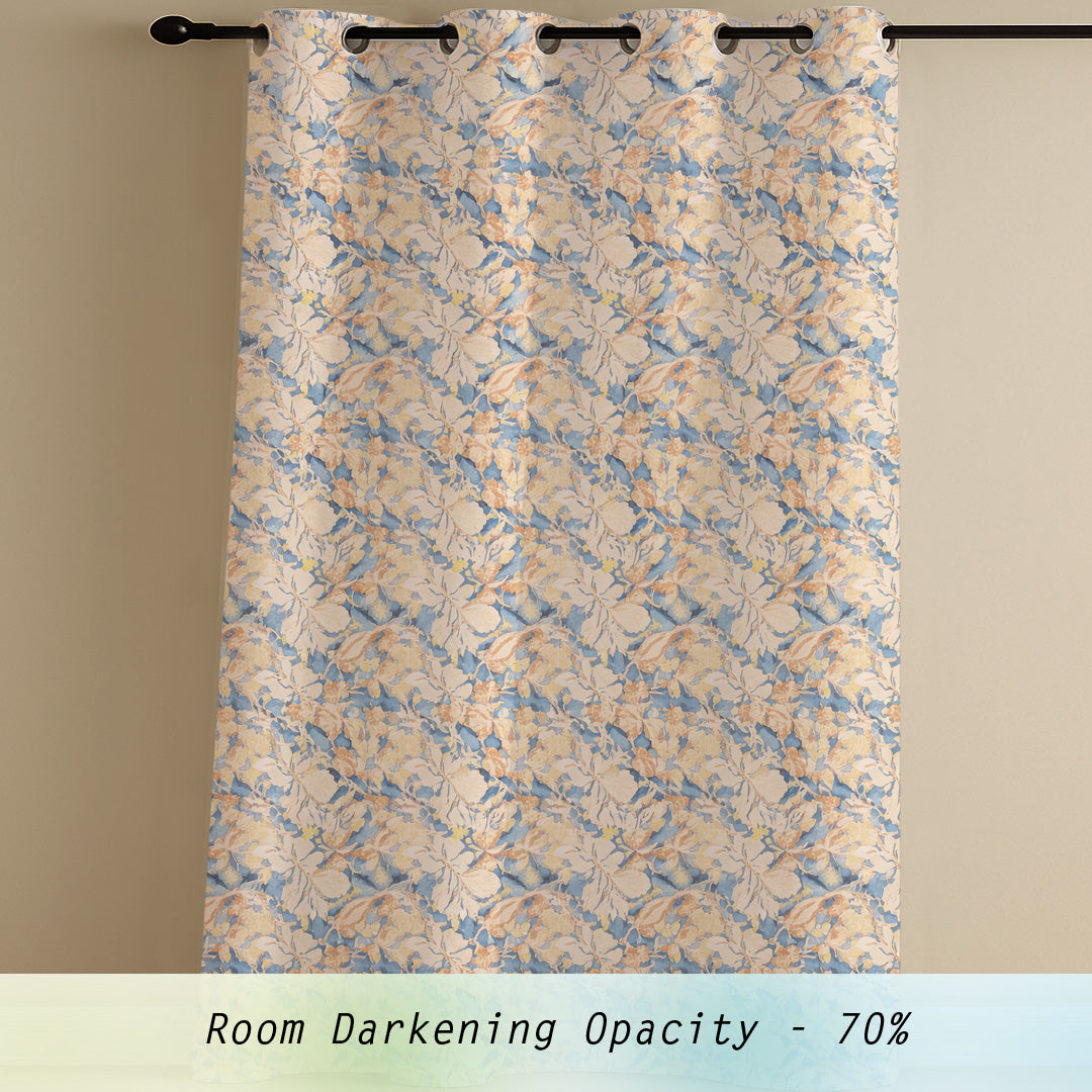 ana Magnolia Flower Print Cotton Eyelet Curtains for Window & Door – 5ft, 7ft, 9ft Long Door Curtain for Living Room Bedroom  Set of 2