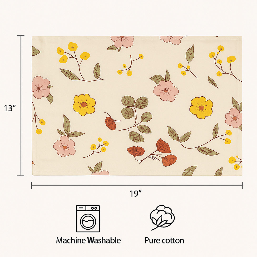 Ana Floral Table mats set of 2 , double layer cotton table mat for dining table, coffee table, desk, office & food use