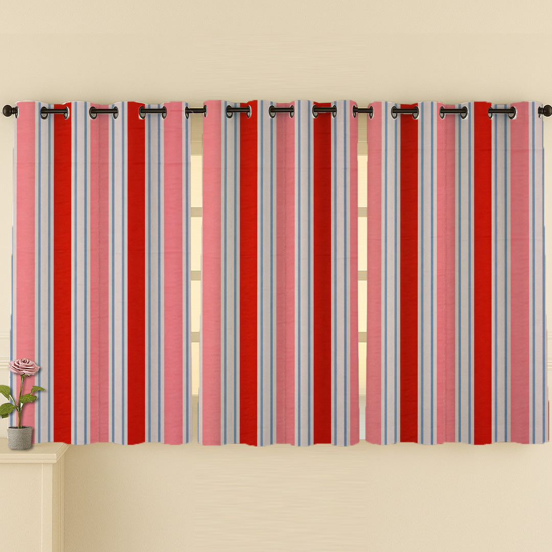 ana Set of 3 5 Feet Window Curtain Cotton Eyelet Premium Curtain for Windows, Multicolor, Decorative, Bedroom, Balcony 3pcs set