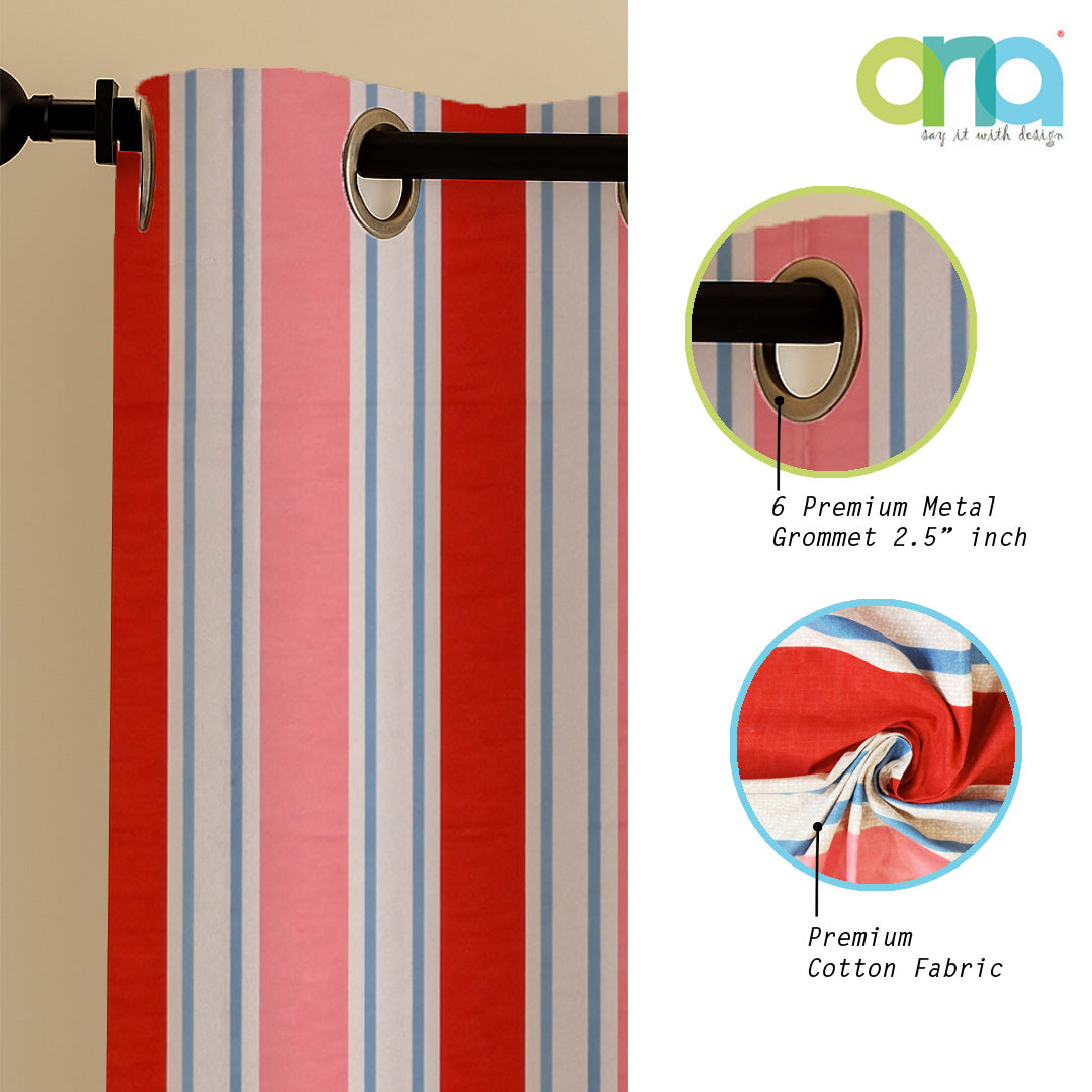 ana Set of 2 5 Feet Window Curtain Cotton Eyelet Premium Curtain for Windows, Multicolor, Decorative, Bedroom, Balcony 2pcs set