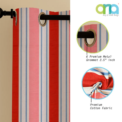 ana Set of 2 5 Feet Window Curtain Cotton Eyelet Premium Curtain for Windows, Multicolor, Decorative, Bedroom, Balcony 2pcs set