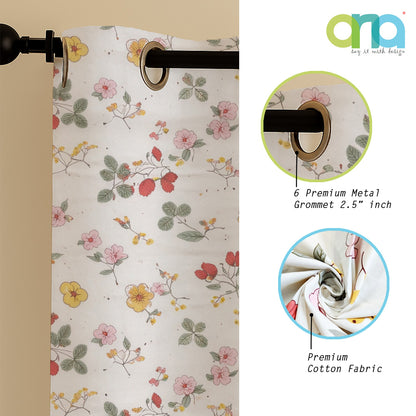 ana Single 5 Feet Window Curtain Cotton Eyelet Premium Curtain for Windows, Multicolor, Decorative, Bedroom, Balcony
