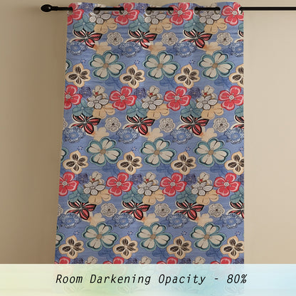 ana Window Kids Curtain 5 Feet Floral  Set of 2 Cotton Curtain for Window Multicolor 2pcs