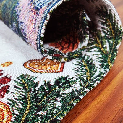 Ana Gingerbread Chrismas Table mats set of 2 , Jaquard Woven Polycotton table mat for dining table