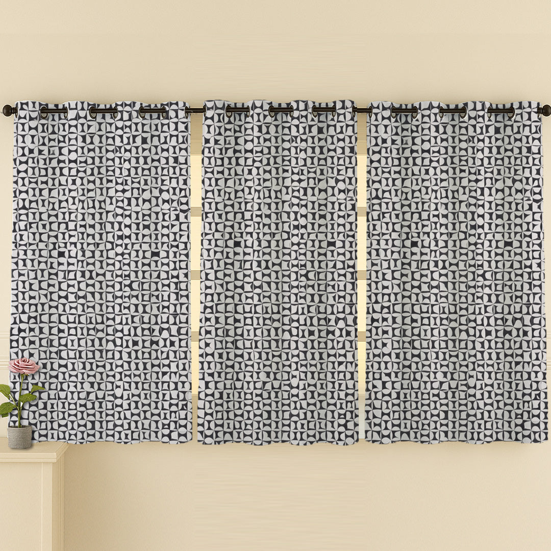 ana Set of 3 5 Feet Window Curtain Cotton Eyelet Premium Curtain for Windows, Multicolor, Decorative, Bedroom, Balcony 3pcs set