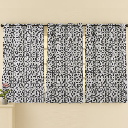 ana Set of 3 5 Feet Window Curtain Cotton Eyelet Premium Curtain for Windows, Multicolor, Decorative, Bedroom, Balcony 3pcs set