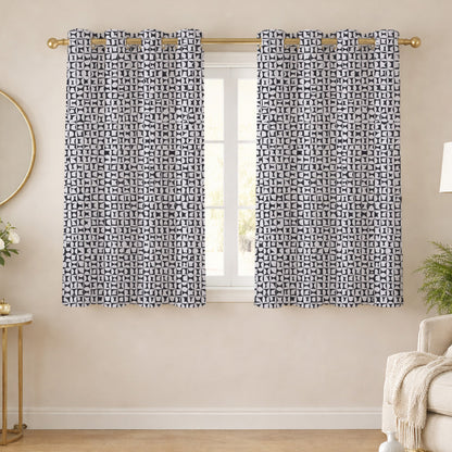 ana Set of 2 5 Feet Window Curtain Cotton Eyelet Premium Curtain for Windows, Multicolor, Decorative, Bedroom, Balcony 2pcs set